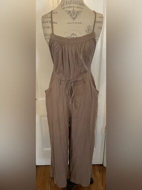 4/$20 Women's Taupe Wide-Leg Jumpsuit with Drawstring